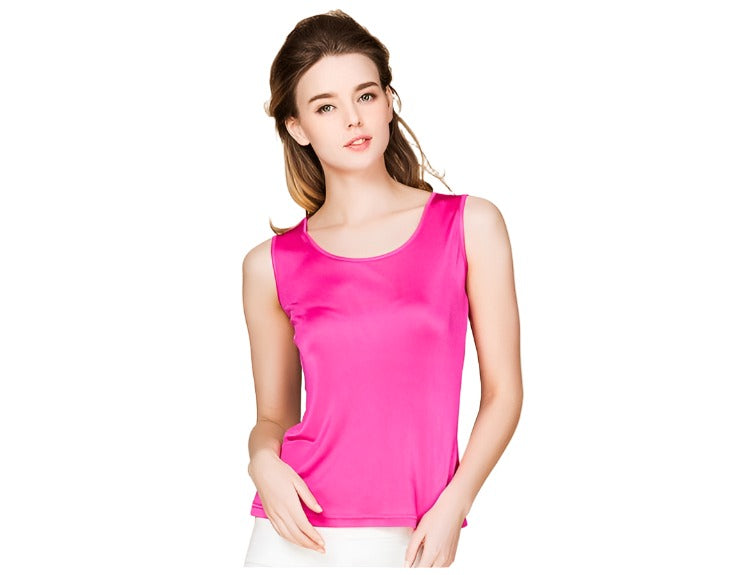 Natural Mulberry Silk Blend Sleeveless Tank Top