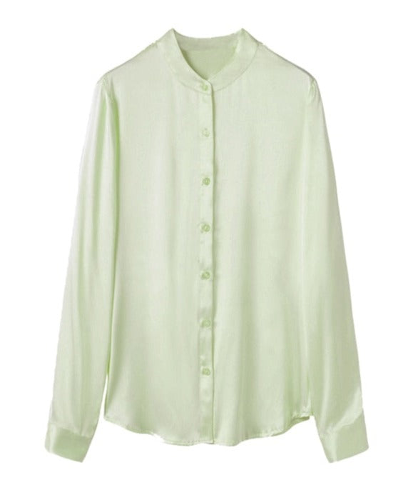 Pure Mulberry Silk Round Collar Women's Shirt