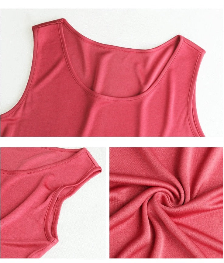Natural Mulberry Silk Blend Sleeveless Tank Top