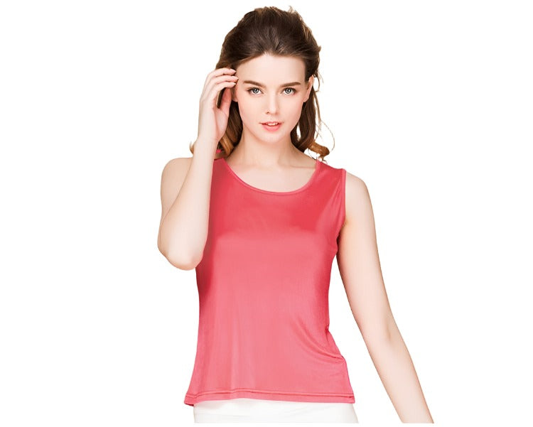Natural Mulberry Silk Blend Sleeveless Tank Top