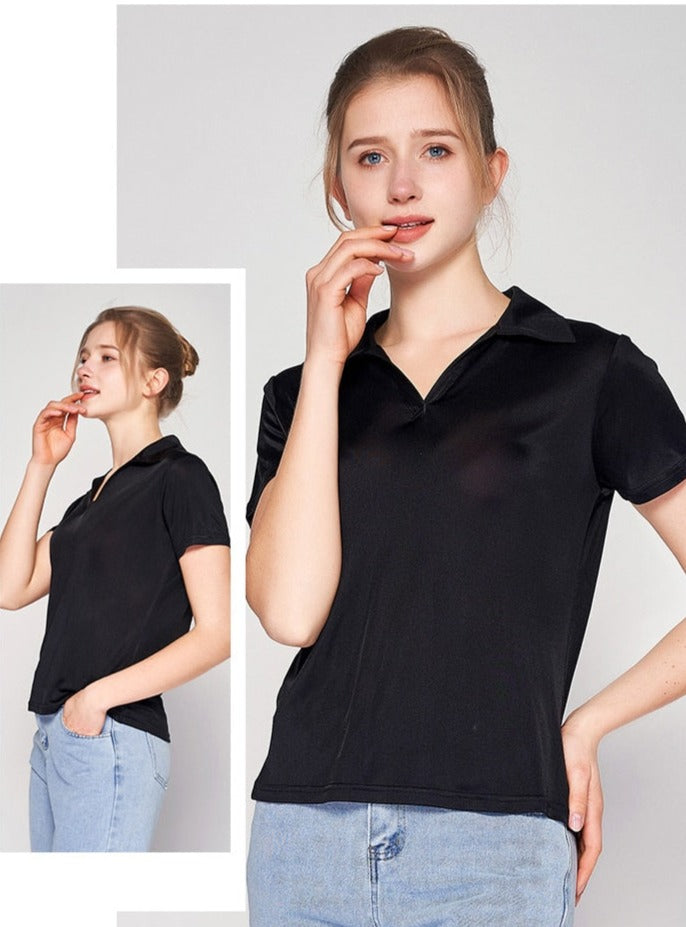 Pure Mulberry Silk Blend Chic Women's Polo Shirt