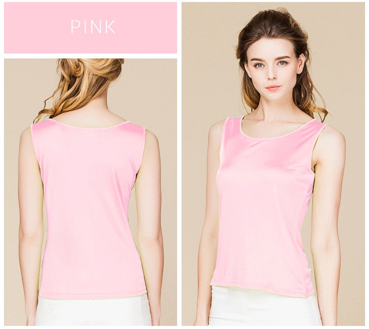 Natural Mulberry Silk Blend Sleeveless Tank Top