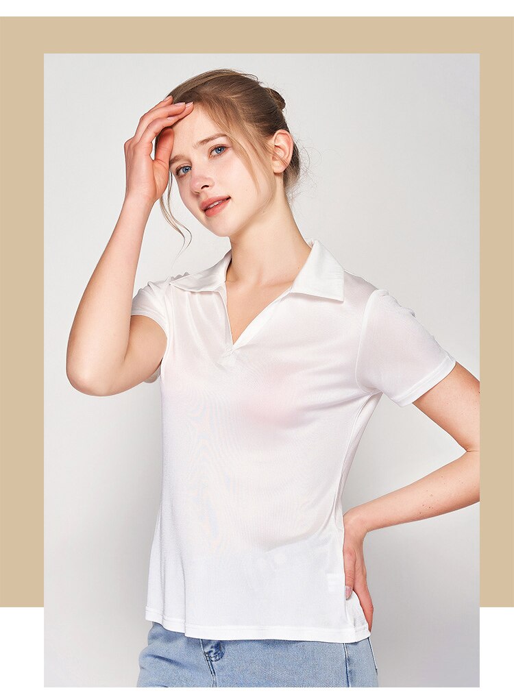 Pure Mulberry Silk Blend Chic Women's Polo Shirt