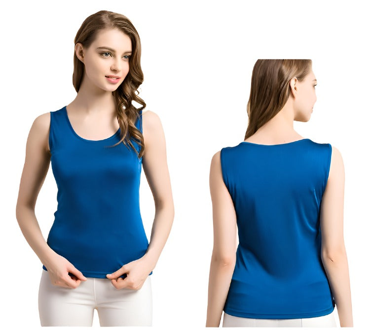 Natural Mulberry Silk Blend Sleeveless Tank Top
