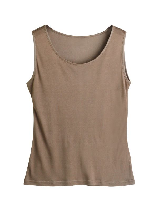 Natural Mulberry Silk Blend Sleeveless Tank Top
