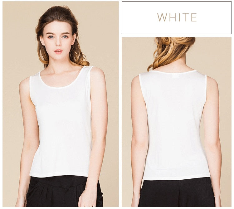 Natural Mulberry Silk Blend Sleeveless Tank Top