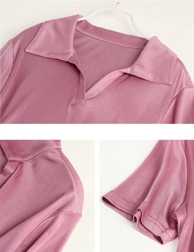 Pure Mulberry Silk Blend Chic Women's Polo Shirt
