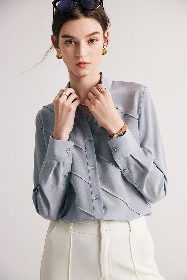 100% Pure Mulberry Chic Waved Shirt