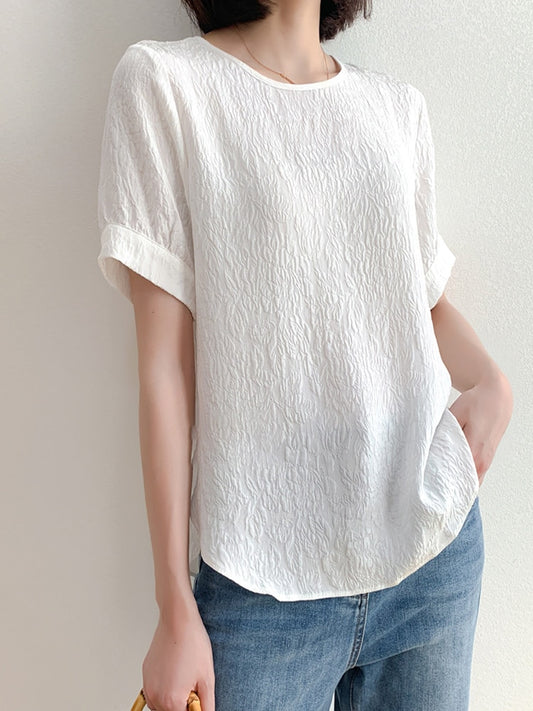 100% Pure Mulberry Silk 3D Floral Jacquard Top