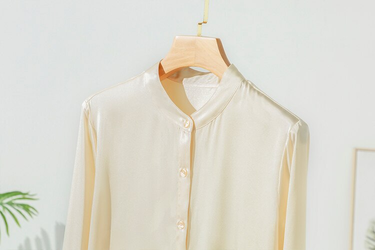 Pure Mulberry Silk Round Collar Women's Shirt