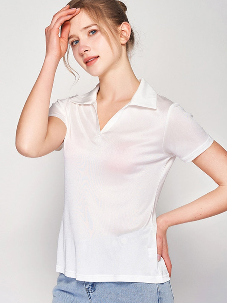 Pure Mulberry Silk Blend Chic Women's Polo Shirt
