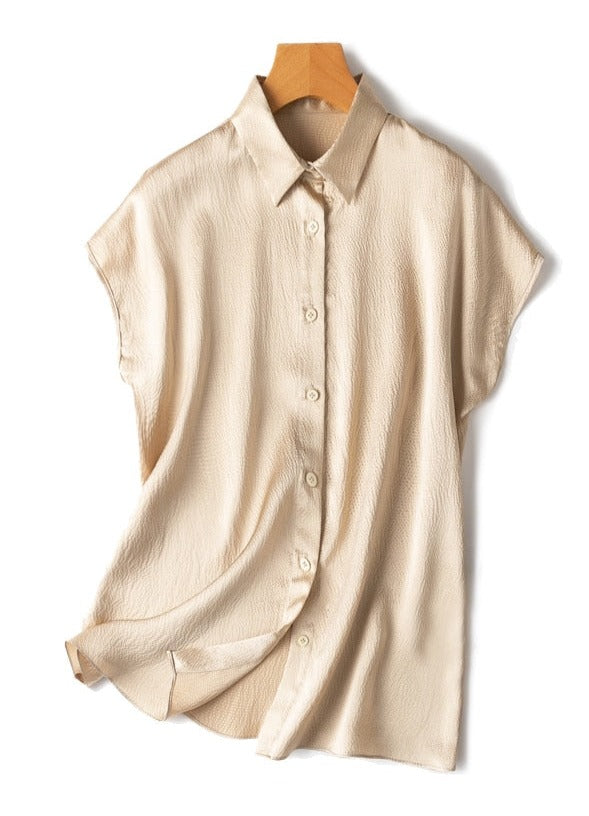 100% Mulberry Silk Batwing Chic Women's Shirt