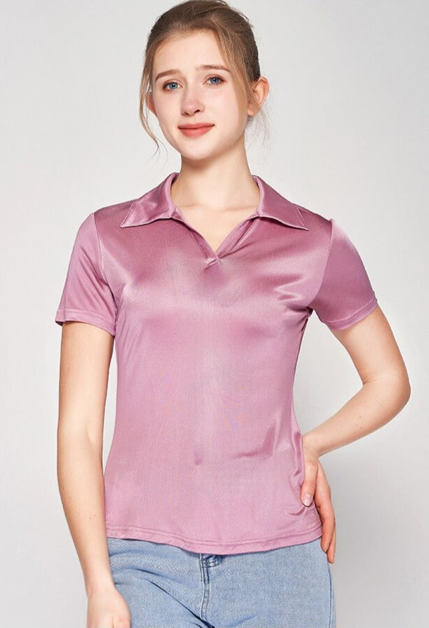 Pure Mulberry Silk Blend Chic Women's Polo Shirt