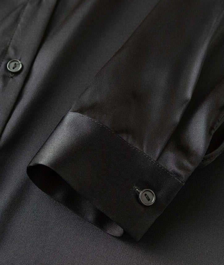 Pure Mulberry Silk Round Collar Women's Shirt