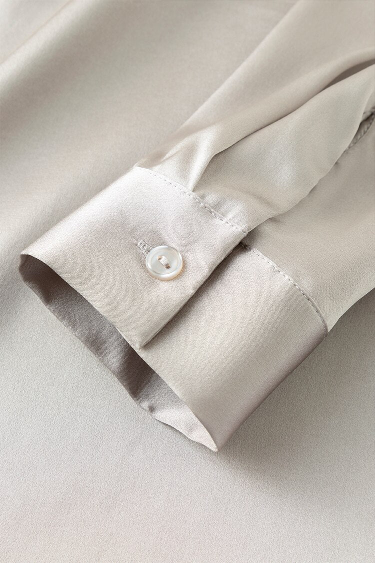 Pure Mulberry Silk Round Collar Women's Shirt