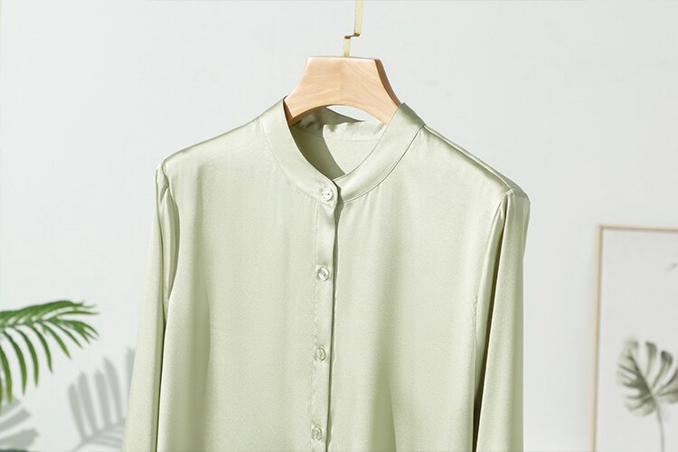 Pure Mulberry Silk Round Collar Women's Shirt