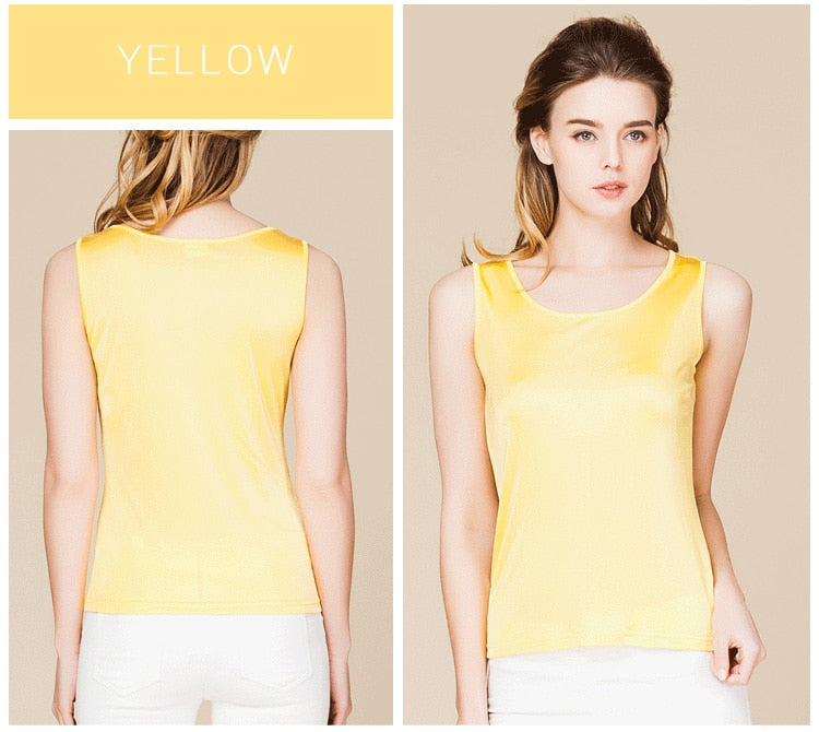 Natural Mulberry Silk Blend Sleeveless Tank Top