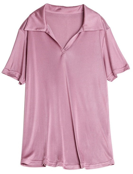 Pure Mulberry Silk Blend Chic Women's Polo Shirt