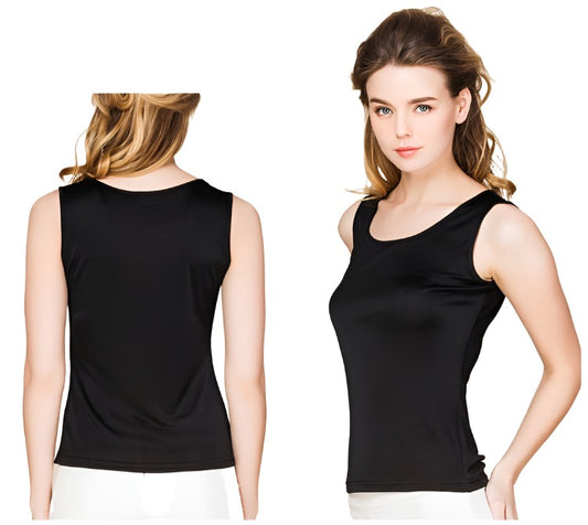 Natural Mulberry Silk Blend Sleeveless Tank Top