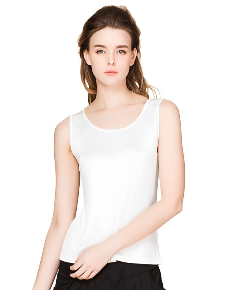 Natural Mulberry Silk Blend Sleeveless Tank Top