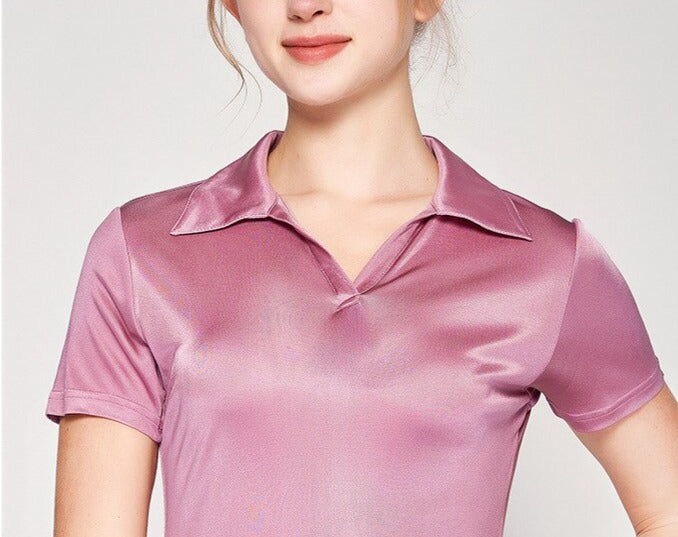 Pure Mulberry Silk Blend Chic Women's Polo Shirt