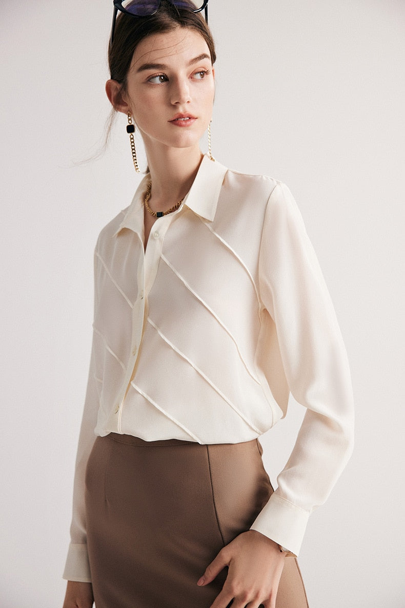 100% Pure Mulberry Chic Waved Shirt