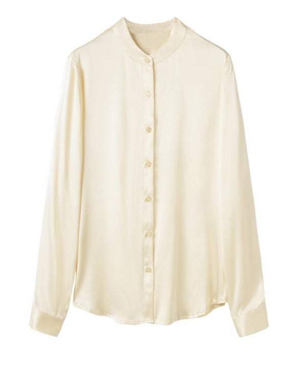 Pure Mulberry Silk Round Collar Women's Shirt