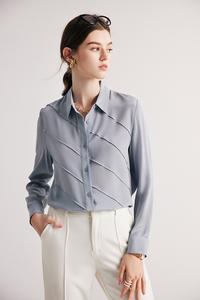 100% Pure Mulberry Chic Waved Shirt