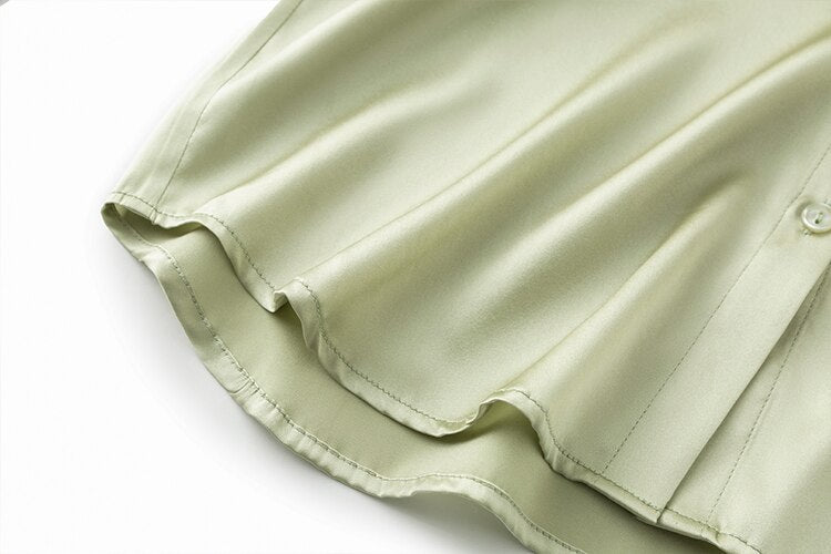 Pure Mulberry Silk Round Collar Women's Shirt