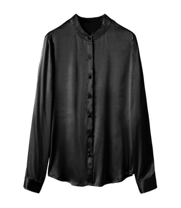 Pure Mulberry Silk Round Collar Women's Shirt
