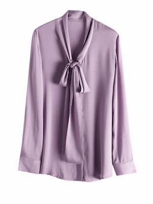 Pure Mulberry Silk Bow Collar Women's Top
