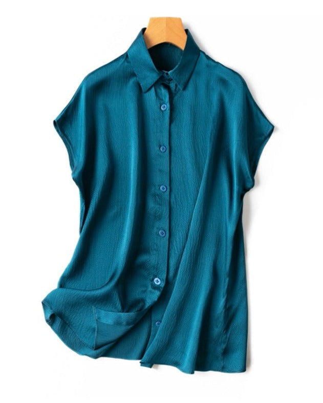 100% Mulberry Silk Batwing Chic Women's Shirt