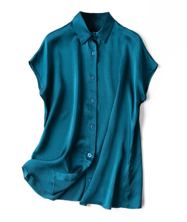 100% Mulberry Silk Batwing Chic Women's Shirt