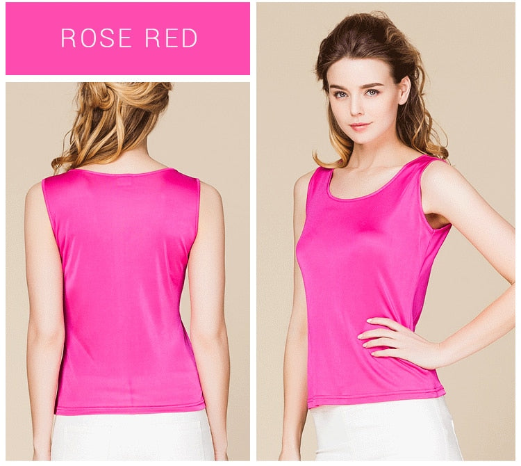 Natural Mulberry Silk Blend Sleeveless Tank Top