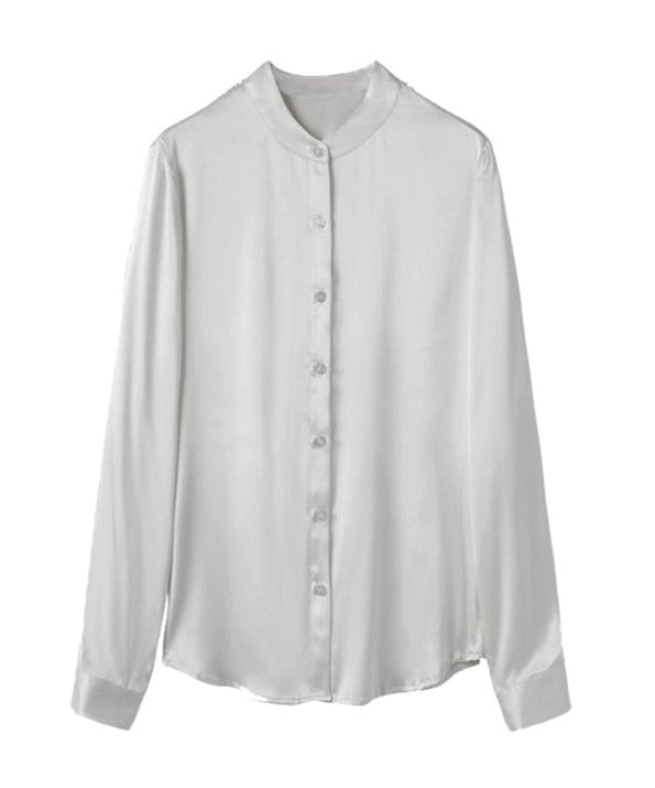 Pure Mulberry Silk Round Collar Women's Shirt