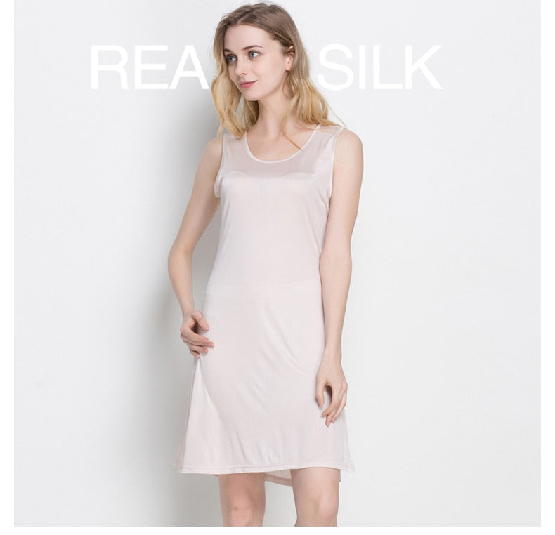 100% Pure Soft Mulberry Silk Elegant Midi Dress