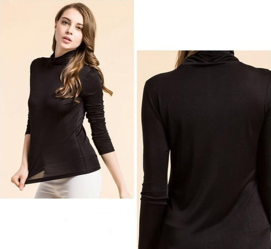 Elegant Mulberry Silk Knitted High-Necked Pullover Shirt