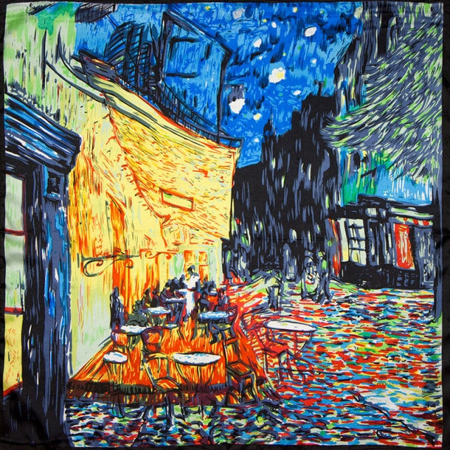 100% Silk Scarf - Café Terrace at Night by Van Gogh