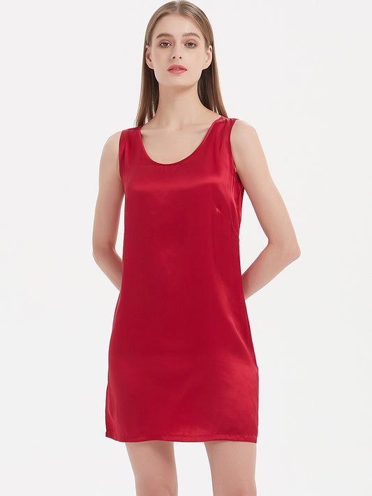 100% Pure Mulberry Silk Sleeveless Mini Tank Top Dress
