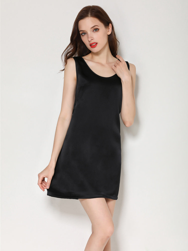 100% Pure Mulberry Silk Sleeveless Mini Tank Top Dress