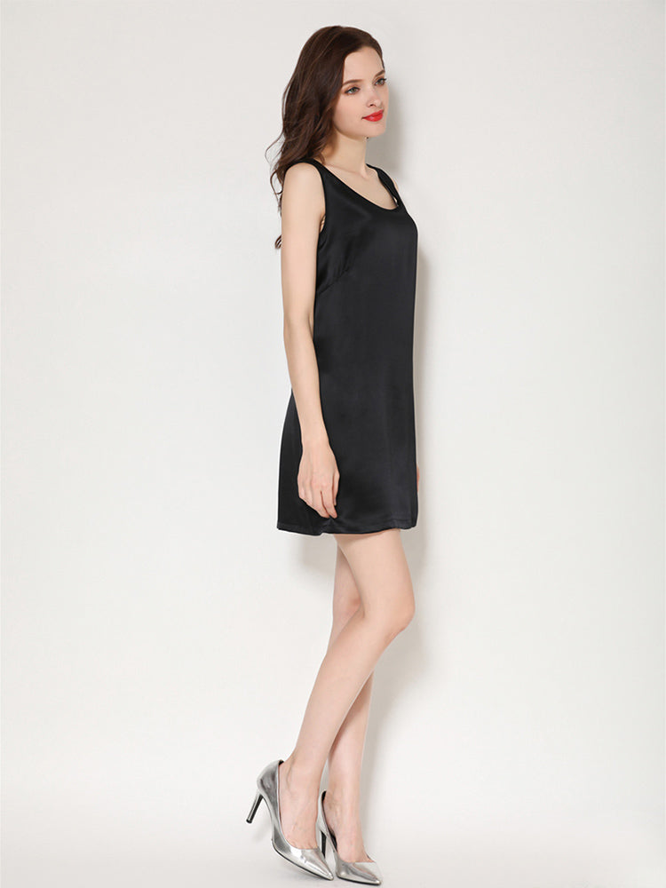 100% Pure Mulberry Silk Sleeveless Mini Tank Top Dress