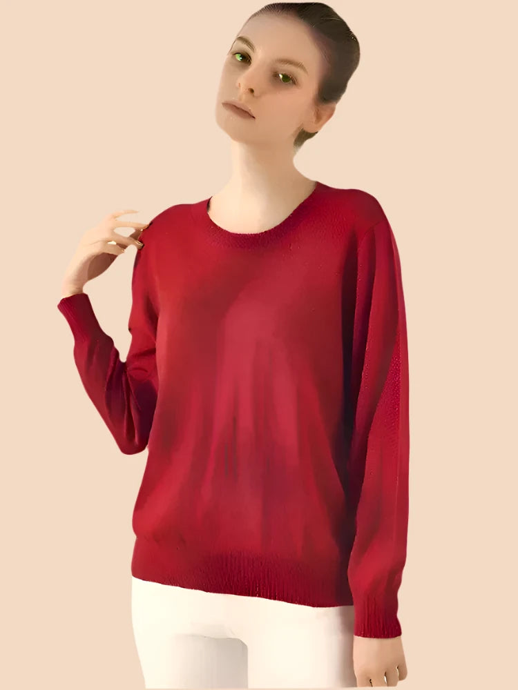 Pure Silk and Cashmere Blend Classic Women's Sweater