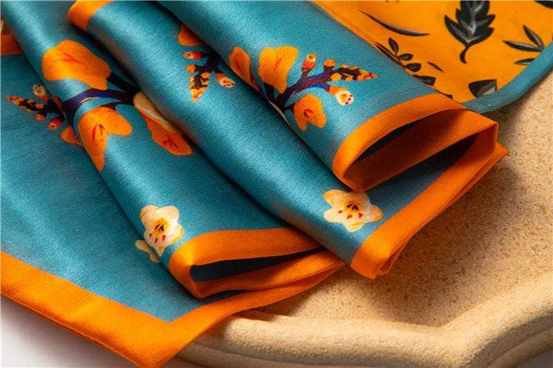 100% Premium Mulberry Silk Two-ayers Reversible Chic Scarves