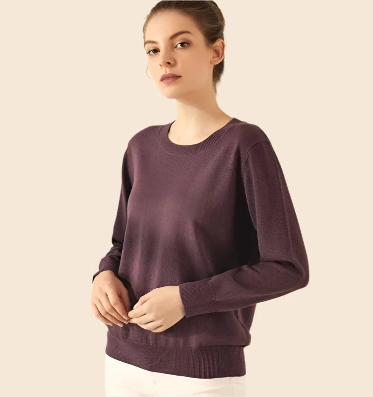 Pure Silk and Cashmere Blend Classic Women's Sweater