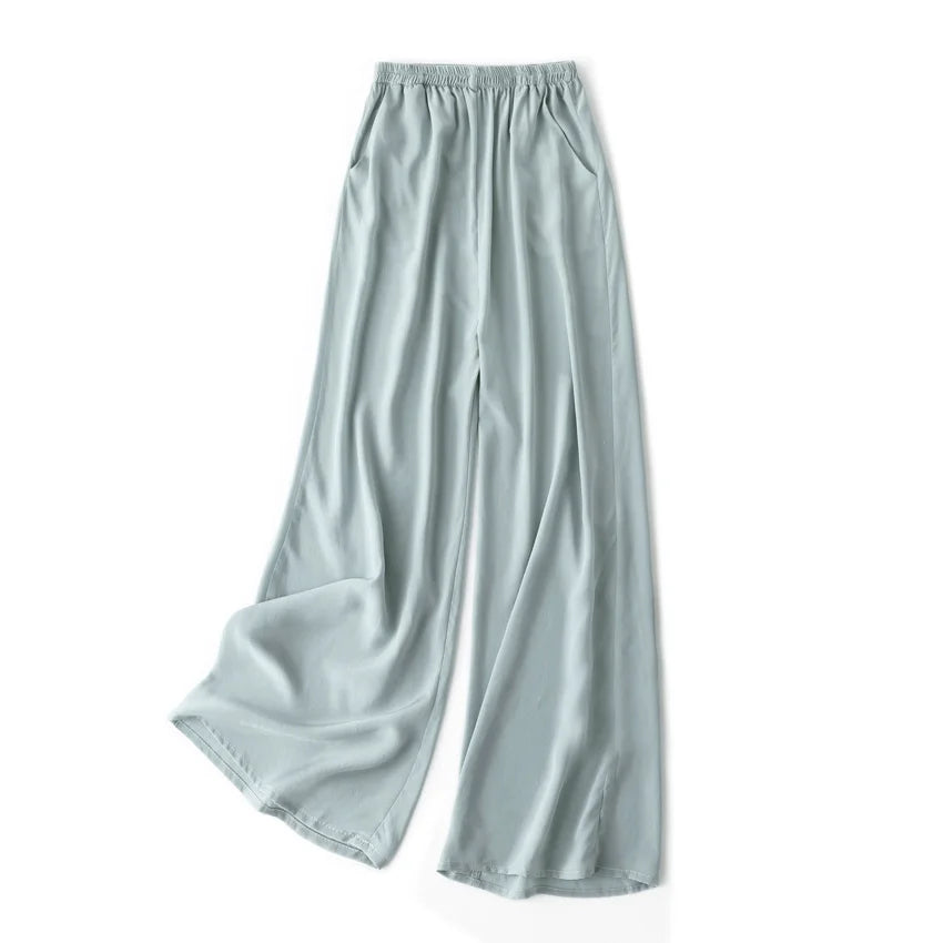 100% Mulberry Silk Wide Leg Women's Pants