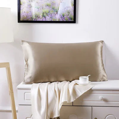 Pure mulberry silk khaki pillowcase display