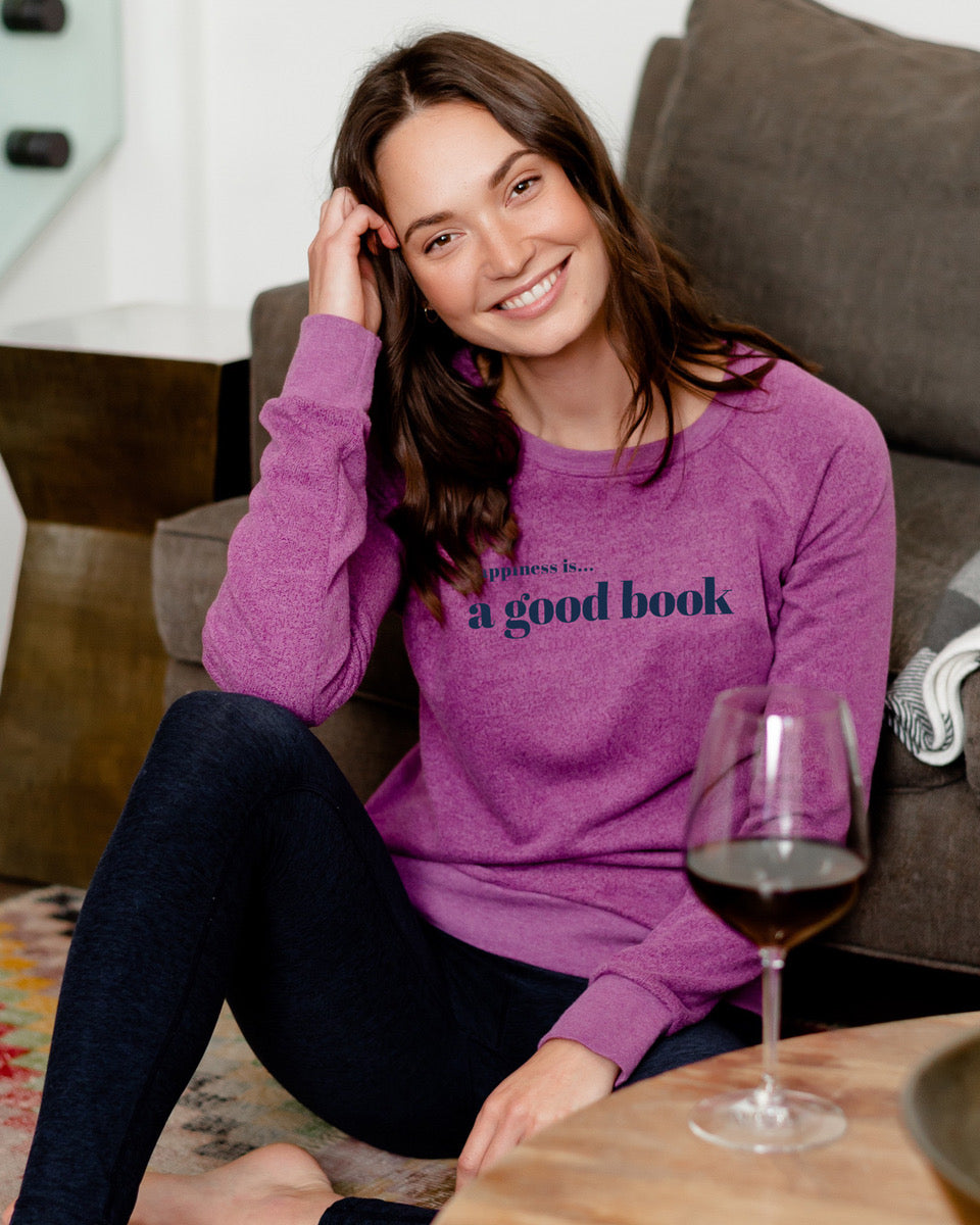 Women's Good Book Crew Sweatshirt, Plum