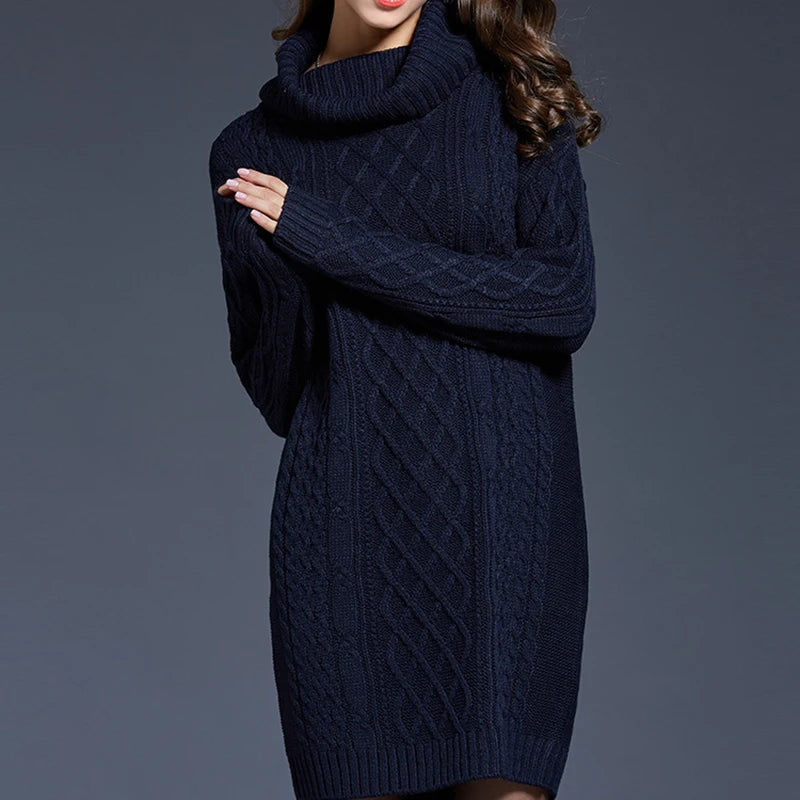 Plus Size Stylish Warm Women's Midi Sweater