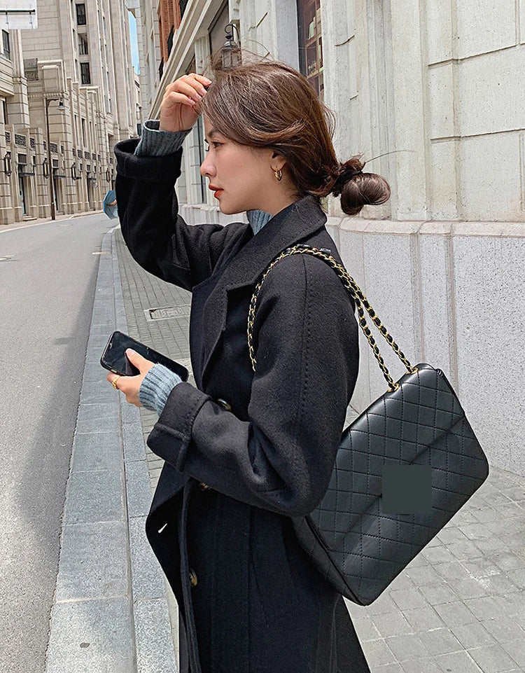 100% Australian Wool Handmade Notch Lapel Women's Long Coat