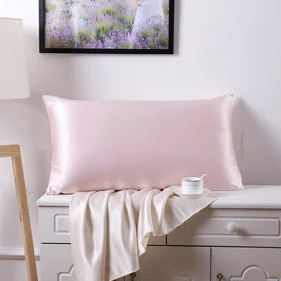 Pure mulberry silk pink pillowcase display